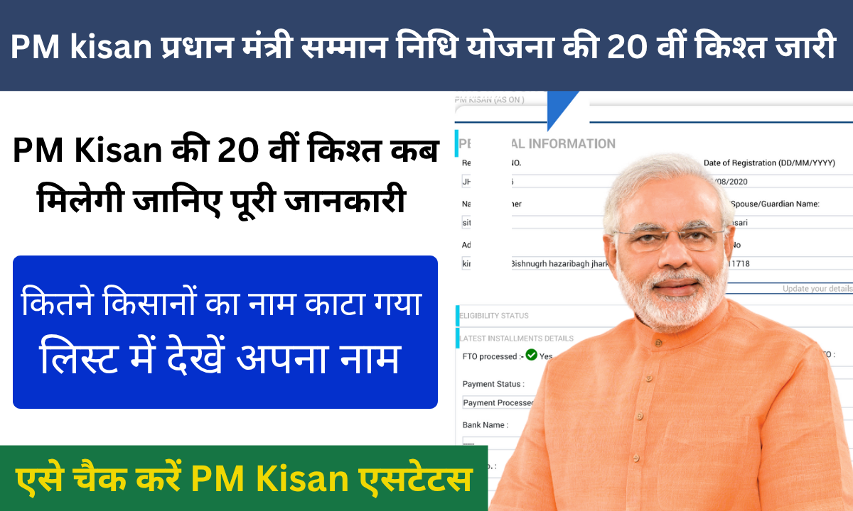 PM kisan प्रधान मंत्री सम्मान निधि योजना की 20 वीं किश्त जारी